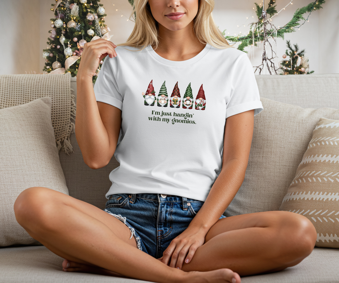 Hangin' With My Gnomies Graphic Tee, Unisex Christmas Shirt