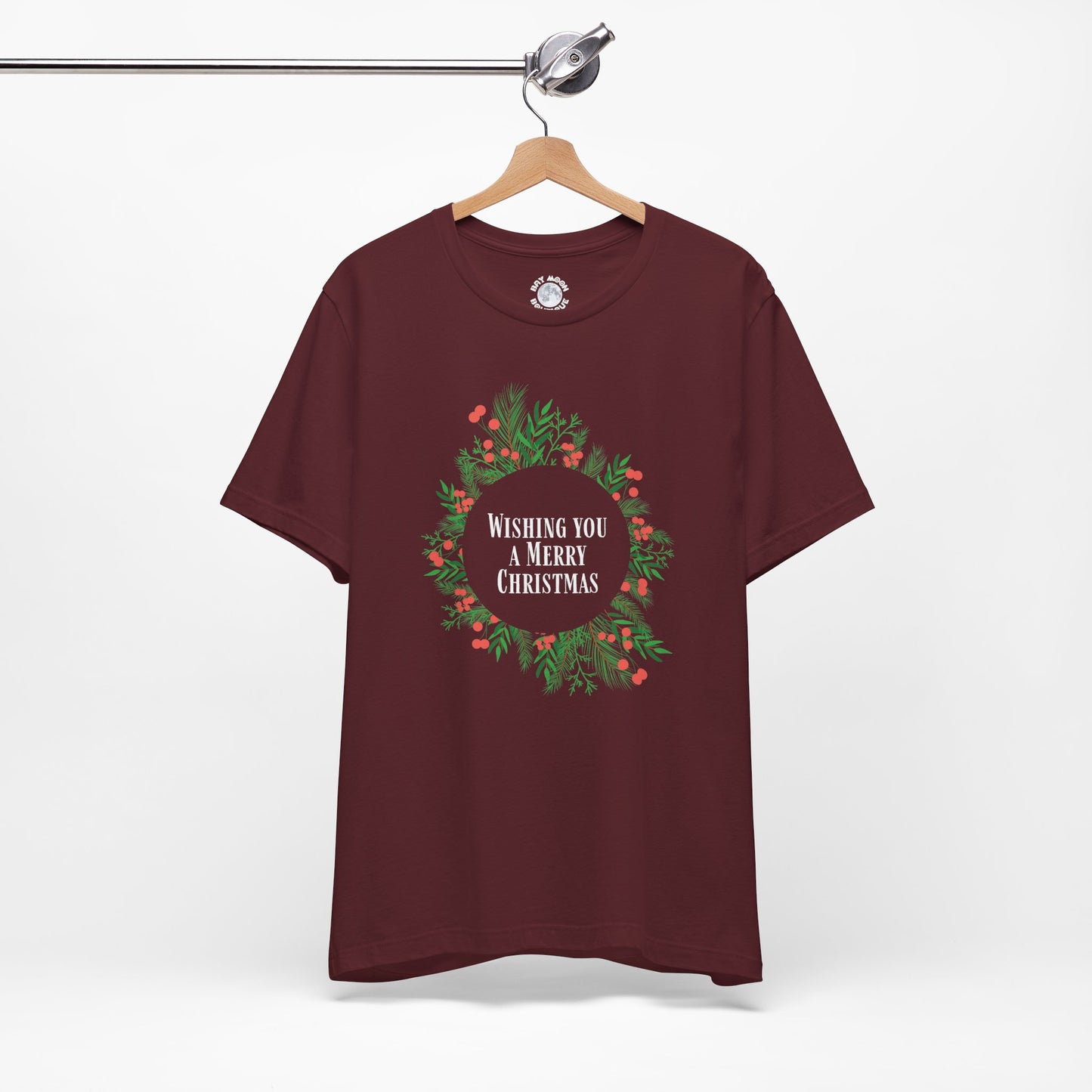 Wishing You a Merry Christmas Tee, Unisex Wreath T Shirt