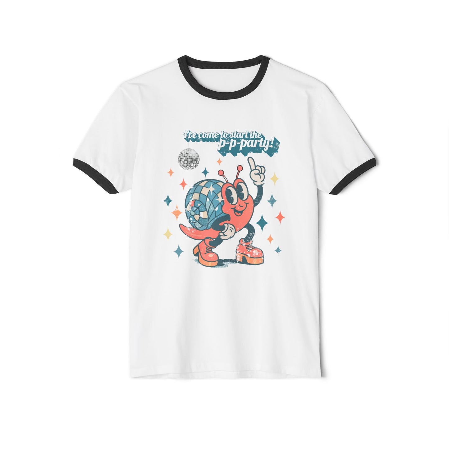 Disco Snail Ringer Tee, Unisex Shirt
