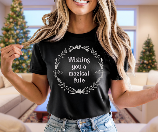 Wishing You a Magical Yule Minimalist Tee, Unisex Christmas T Shirt