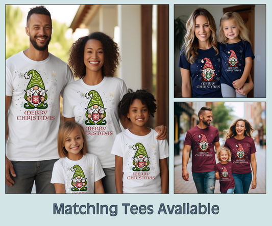 Merry Christmas Gnome Tee, Toddler Holiday T Shirt