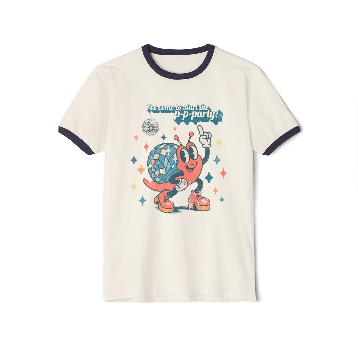 Disco Snail Ringer Tee, Unisex Shirt