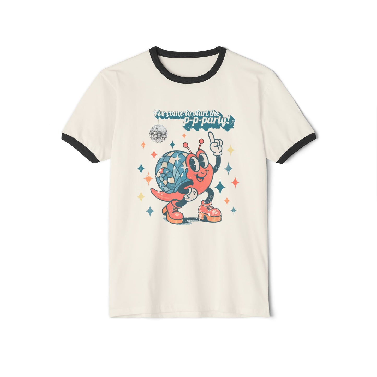 Disco Snail Ringer Tee, Unisex Shirt
