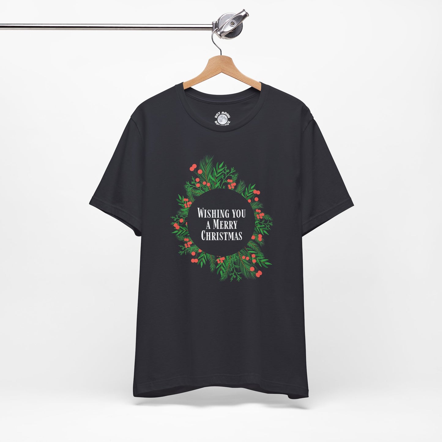 Wishing You a Merry Christmas Tee, Unisex Wreath T Shirt