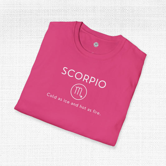Scorpio Zodiac Sign Motto Tee: Cold as ice and hot as fire