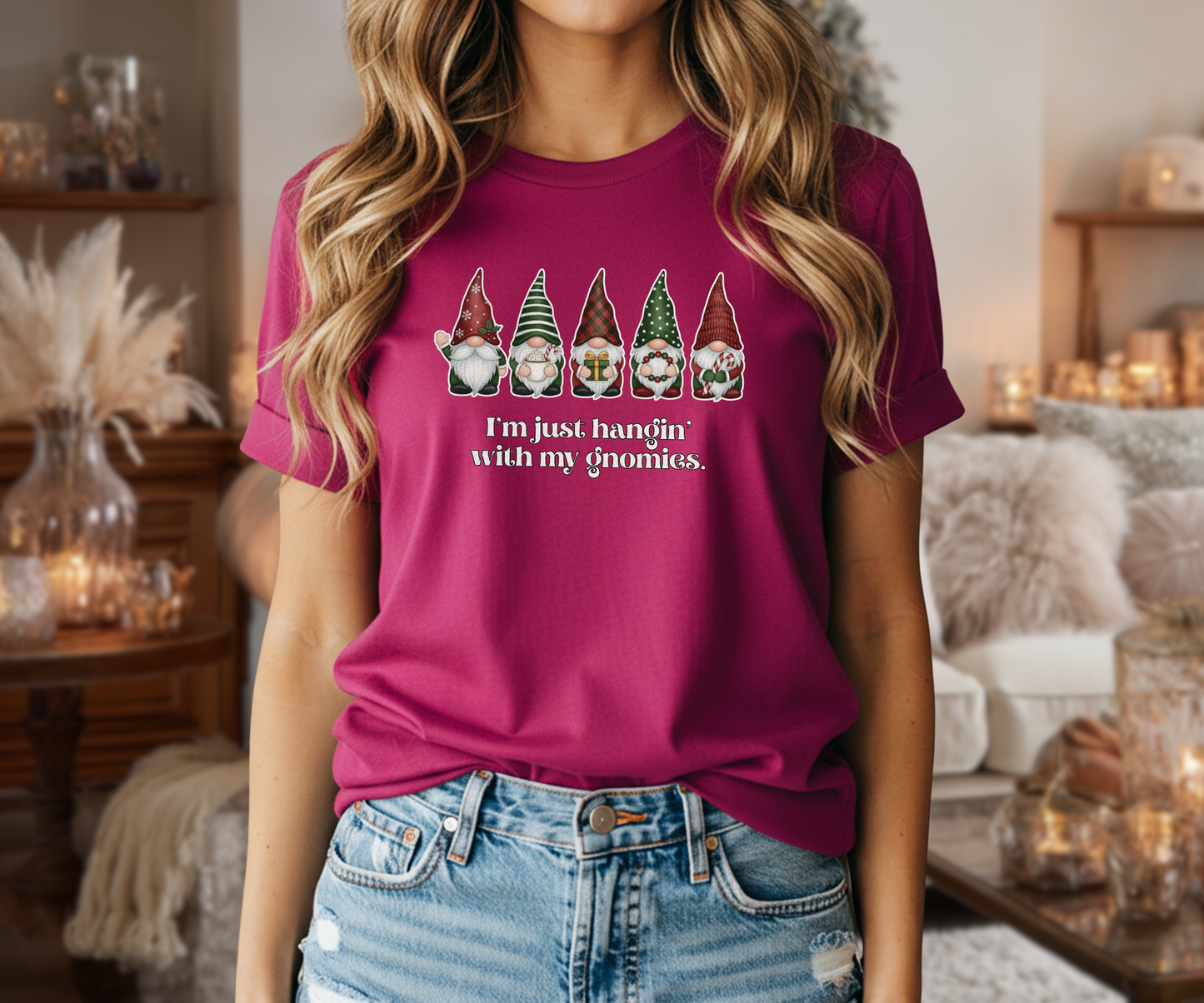 Hangin' With My Gnomies Graphic Tee, Unisex Christmas Shirt