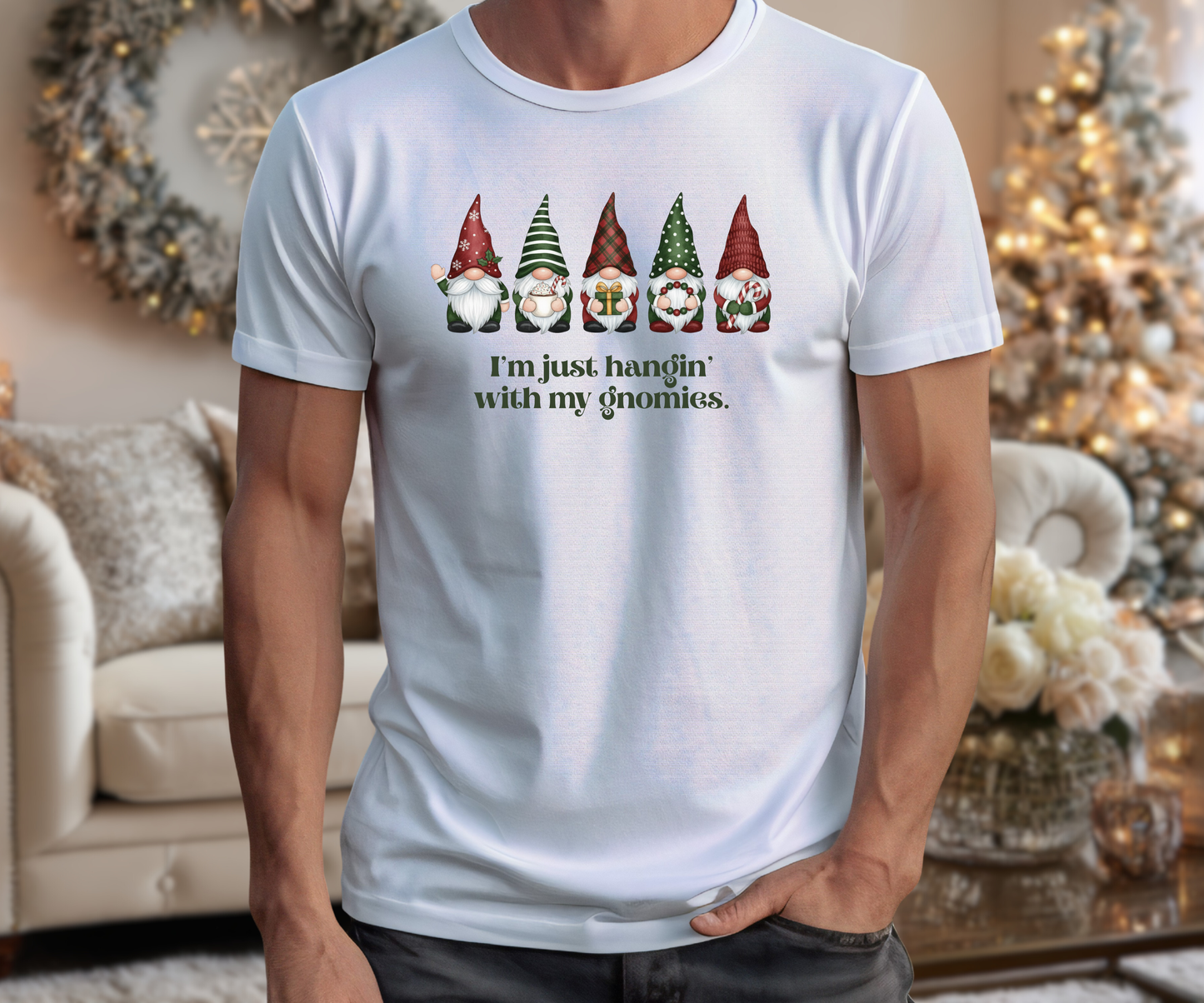 Hangin' With My Gnomies Graphic Tee, Unisex Christmas Shirt