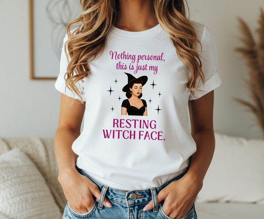 Resting Witch Face Graphic Tee, Pinup Unisex T Shirt