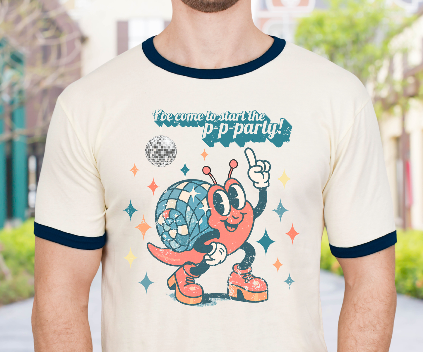 Disco Snail Ringer Tee, Unisex Shirt