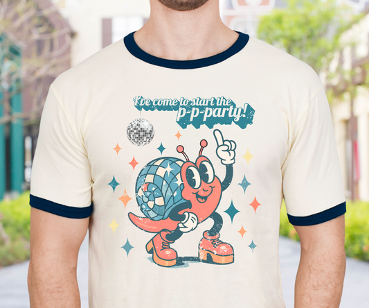 Disco Snail Ringer Tee, Unisex Shirt
