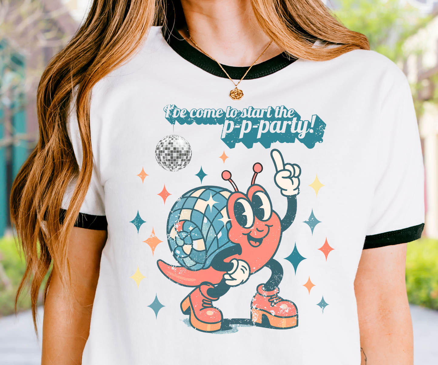 Disco Snail Ringer Tee, Unisex Shirt