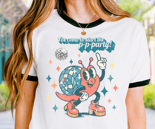 Disco Snail Ringer Tee, Unisex Shirt