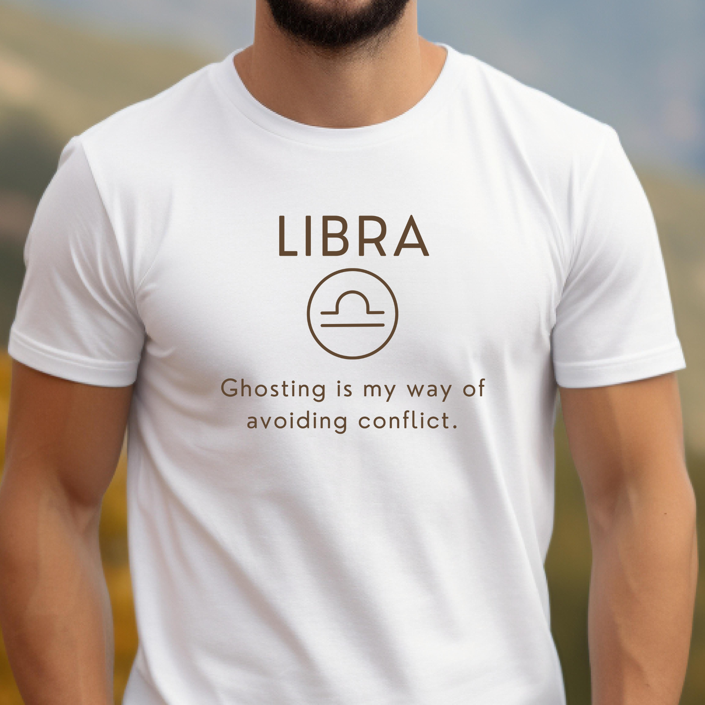 Libra Zodiac Sign Motto Tee: Ghosting is my way of avoiding conflict