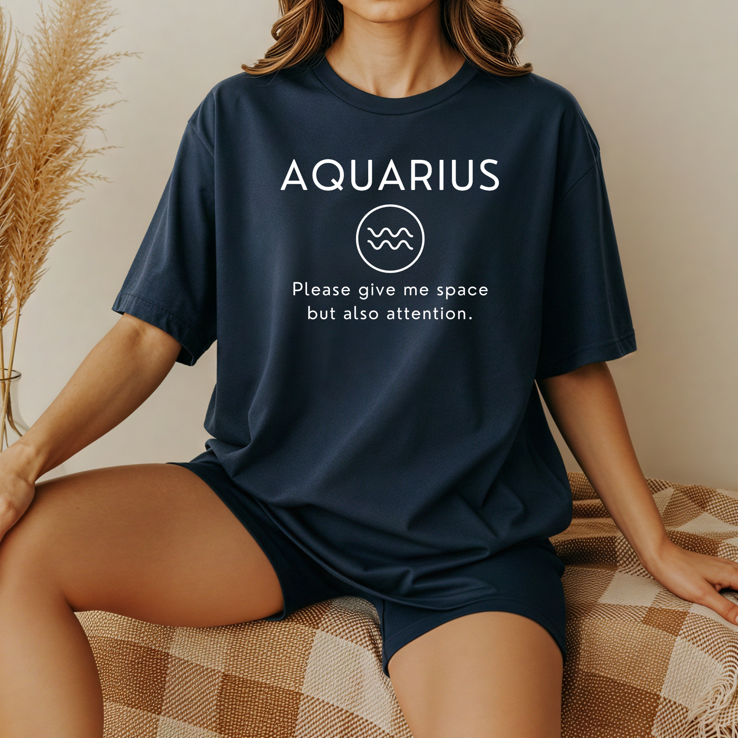 Aquarius Zodiac Sign Motto Tee: Give me space but also attention