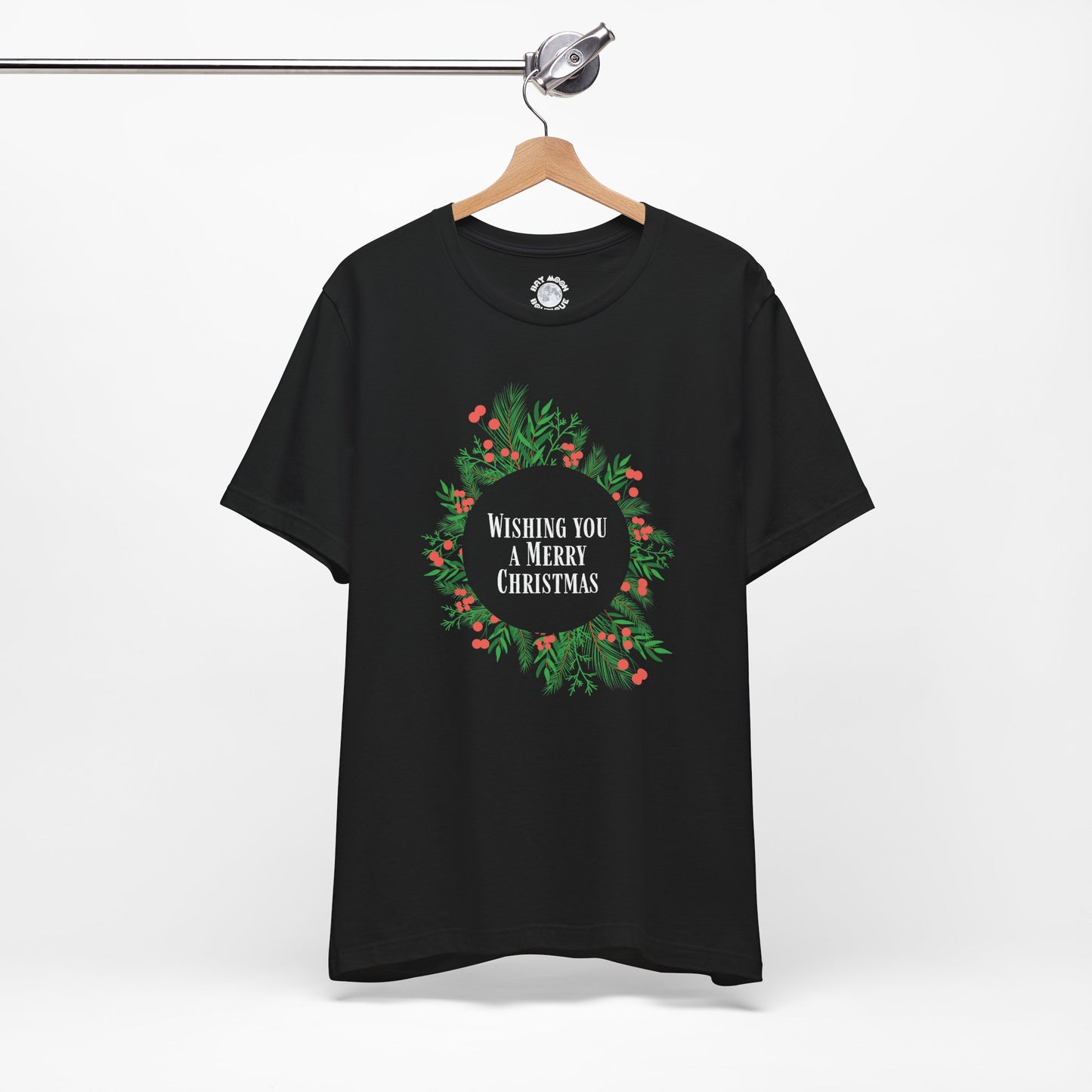 Wishing You a Merry Christmas Tee, Unisex Wreath T Shirt