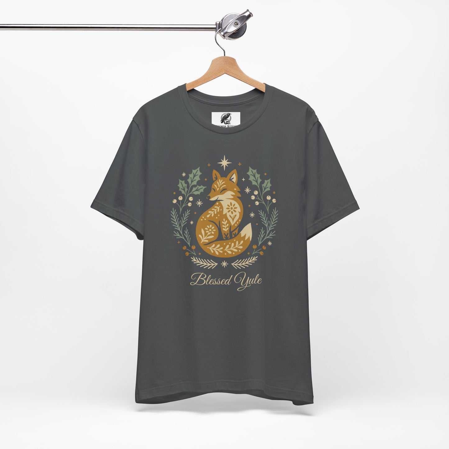 Folk Art Fox Yule Graphic Tee, Blessed Yule Unisex Shirt