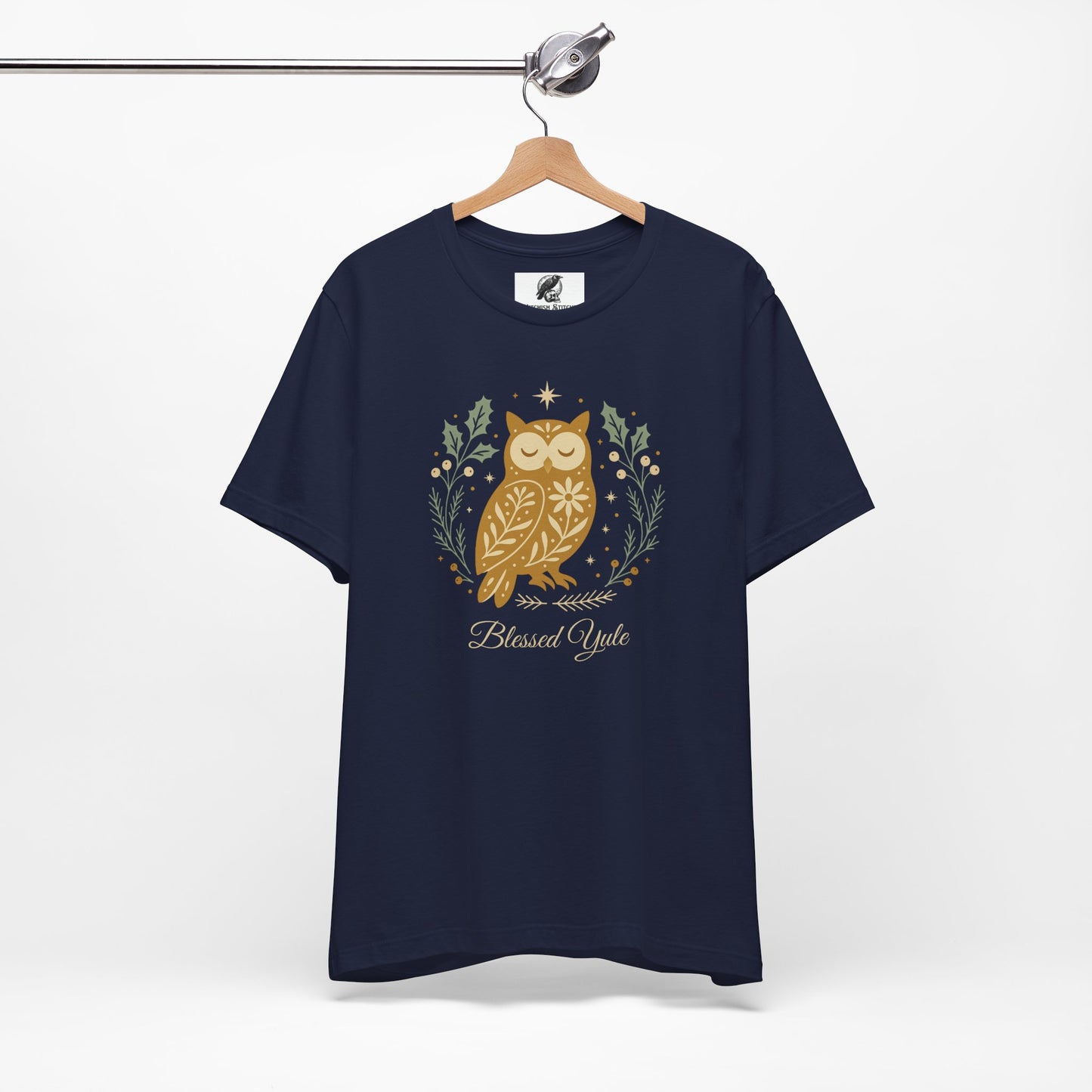 Folk Art Owl Yule Graphic Tee, Blessed Yule Unisex Shirt