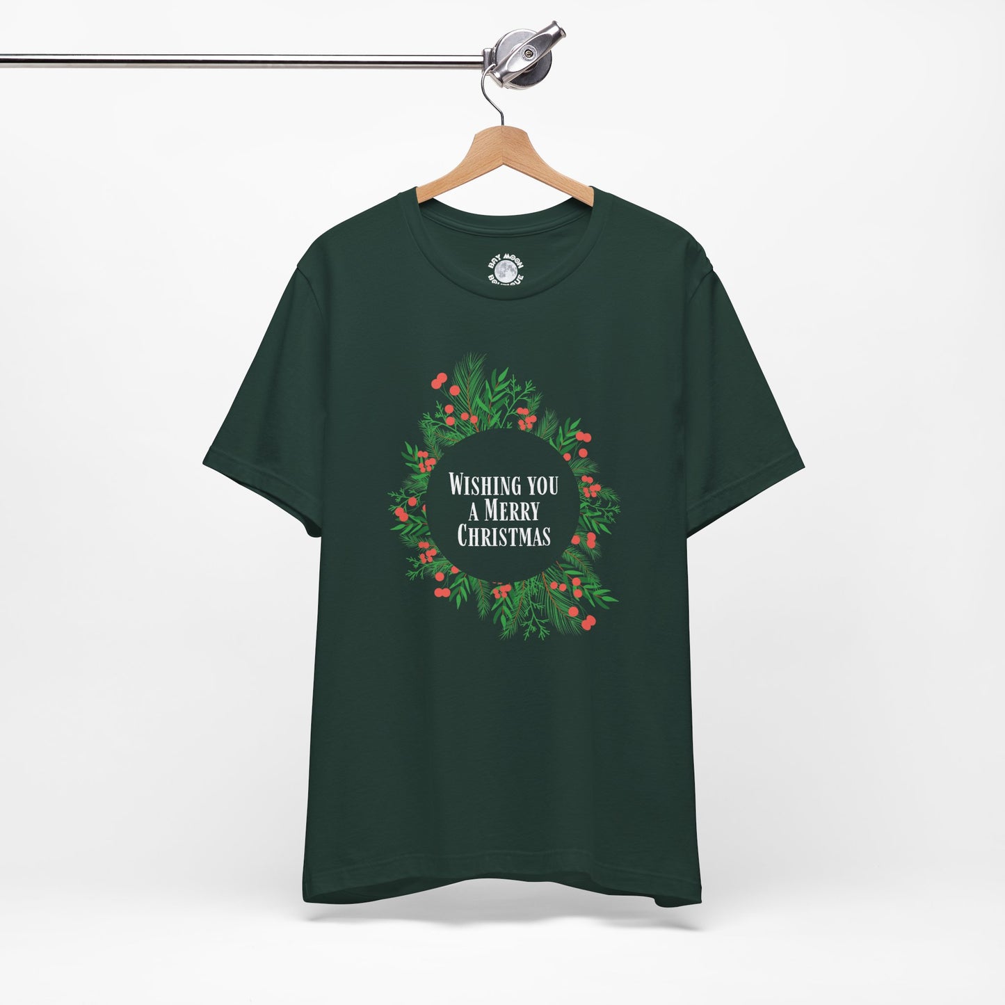 Wishing You a Merry Christmas Tee, Unisex Wreath T Shirt