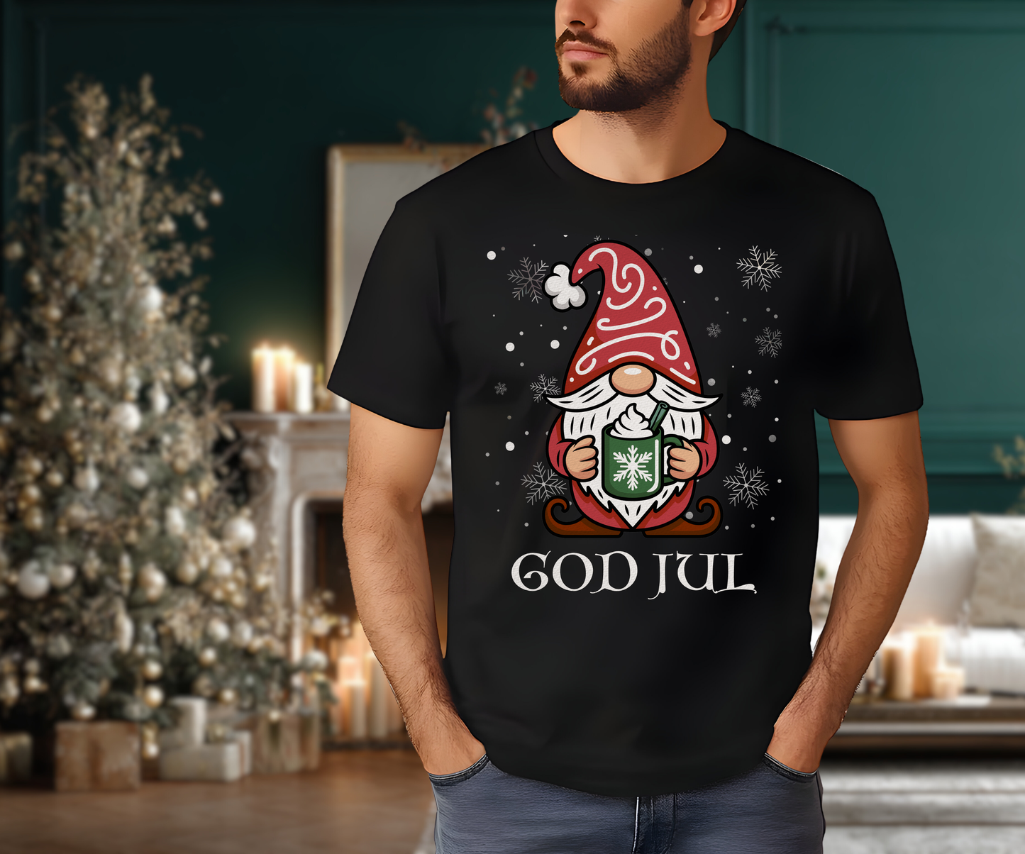 God Jul Gnome Tee, Swedish Merry Christmas Unisex T Shirt