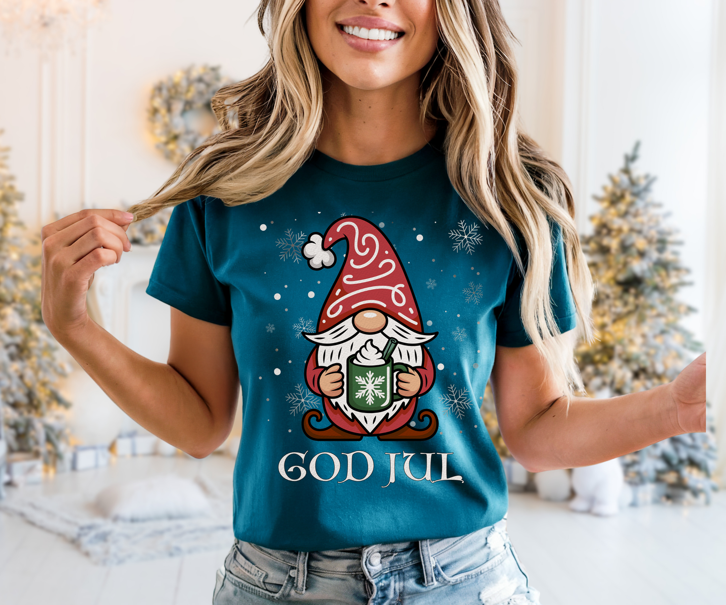 God Jul Gnome Tee, Swedish Merry Christmas Unisex T Shirt