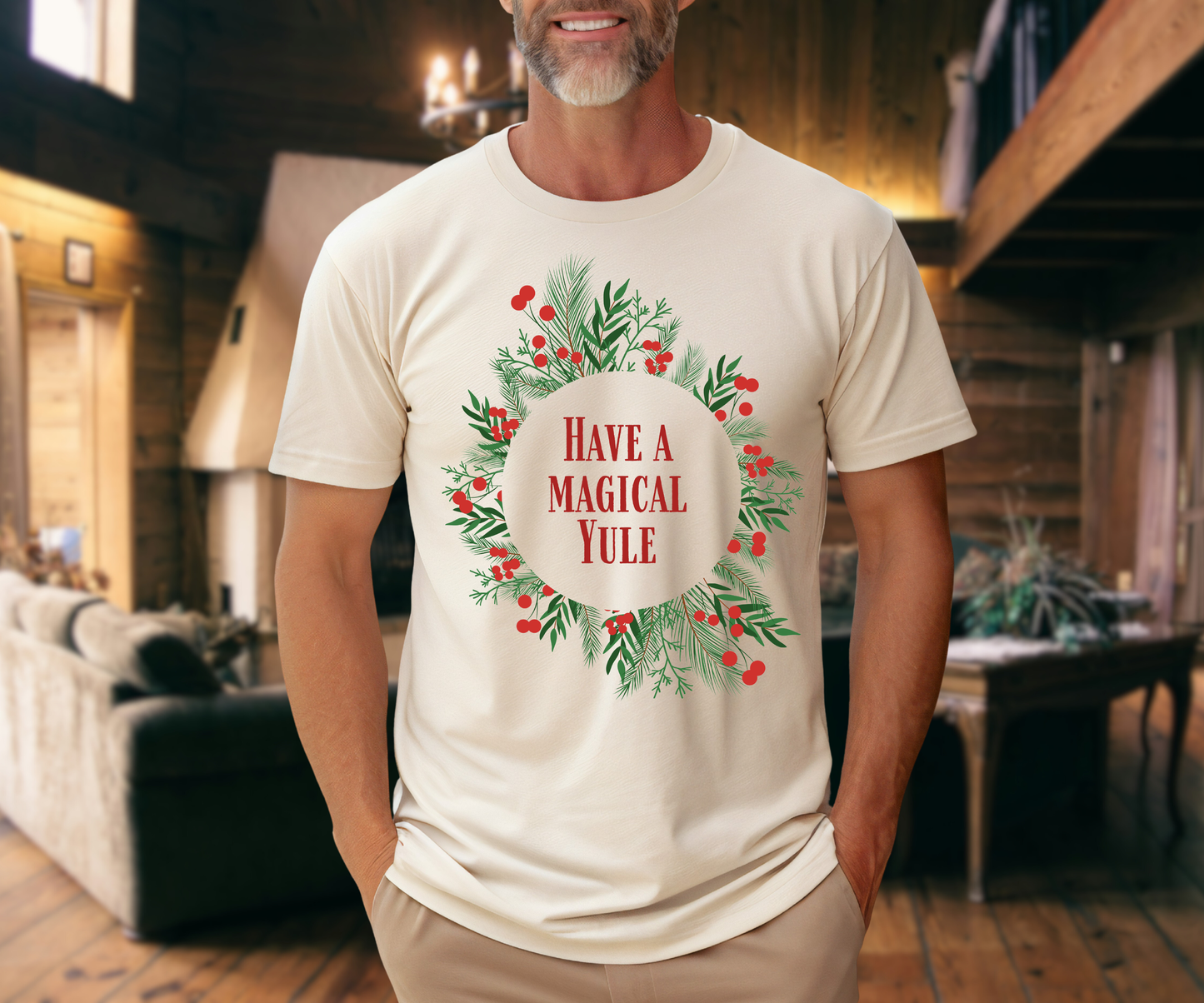 Have a Magical Yule Tee, Unisex Christmas Wreath T Shirt