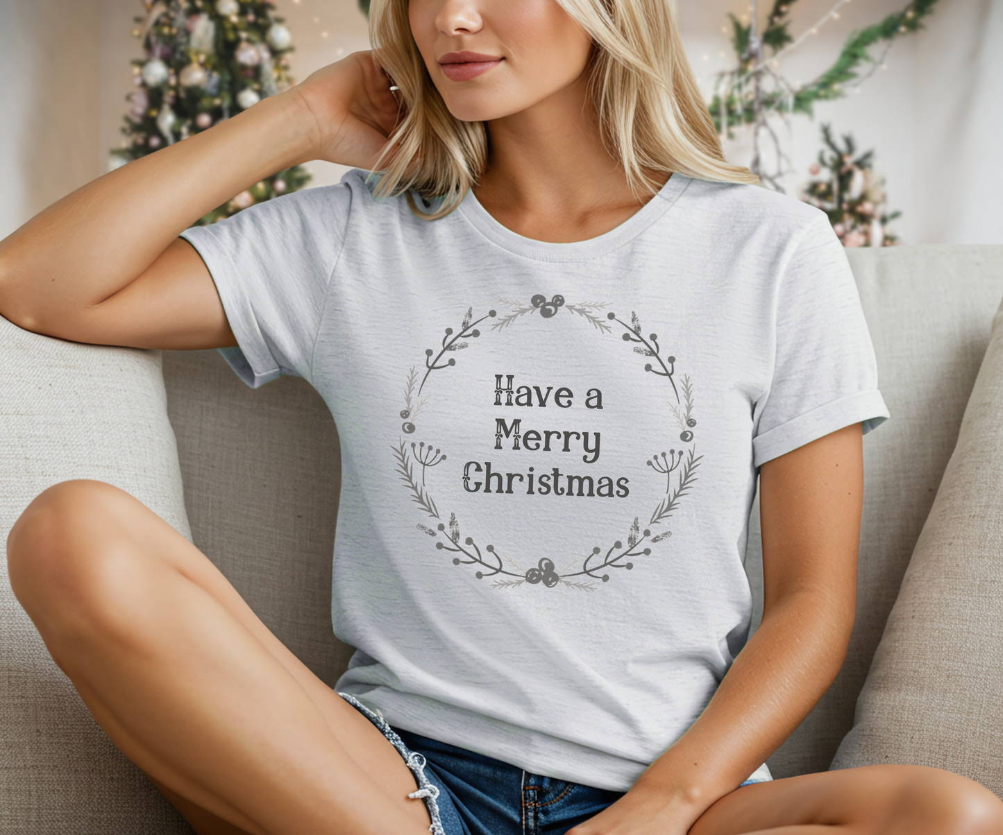 Merry Christmas Minimalist Tee, Unisex Christmas T Shirt