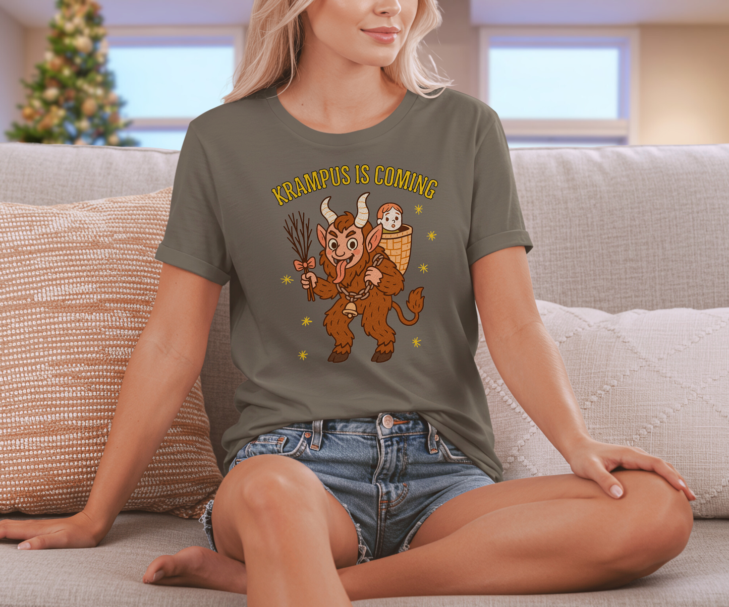 Krampus is Coming Graphic Tee, Unisex Christmas T Shirt
