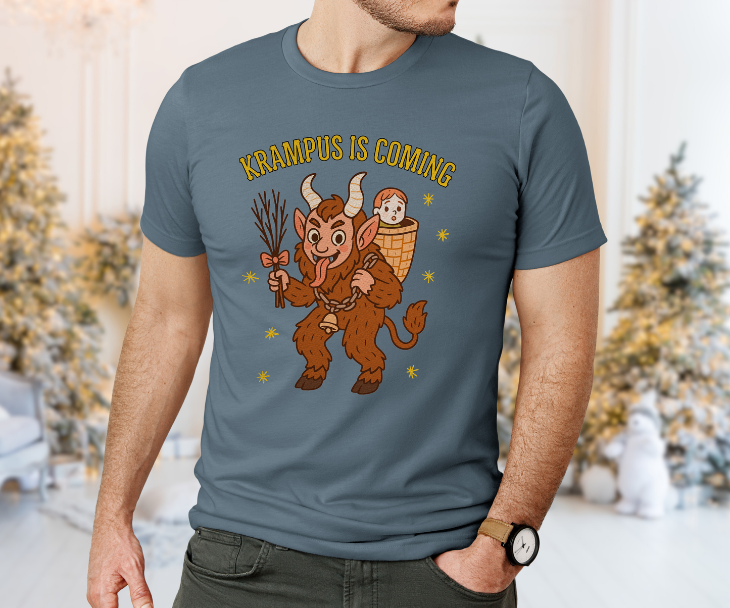 Krampus is Coming Graphic Tee, Unisex Christmas T Shirt