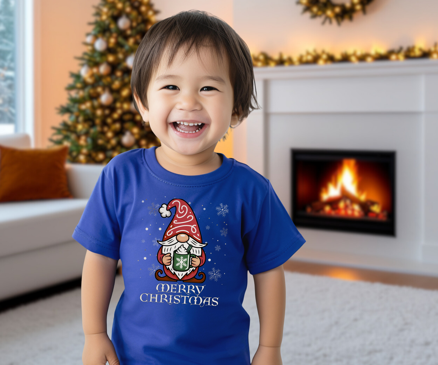 Merry Christmas Gnome Tee, Toddler Holiday T Shirt
