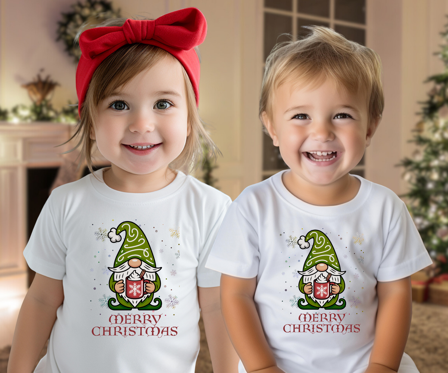 Merry Christmas Gnome Tee, Toddler Holiday T Shirt