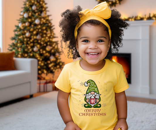 Merry Christmas Gnome Tee, Toddler Holiday T Shirt