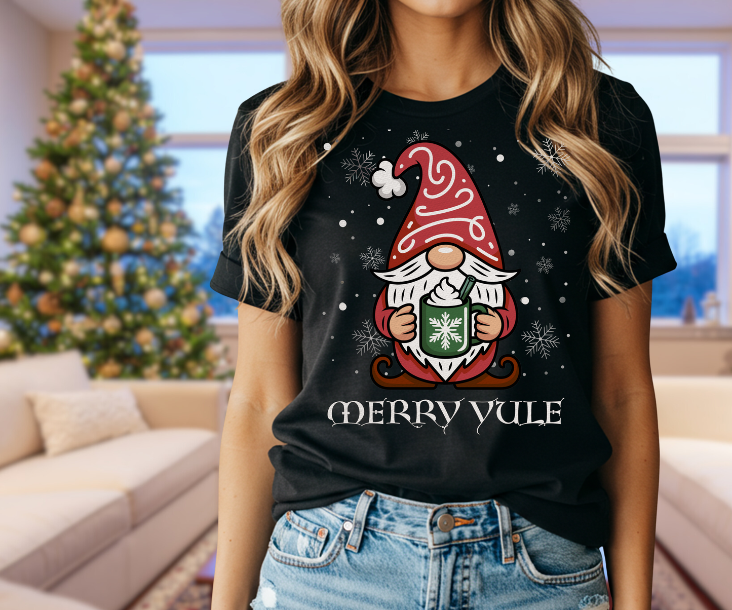 Merry Yule Gnome Tee, Scandinavian Merry Christmas Unisex T Shirt