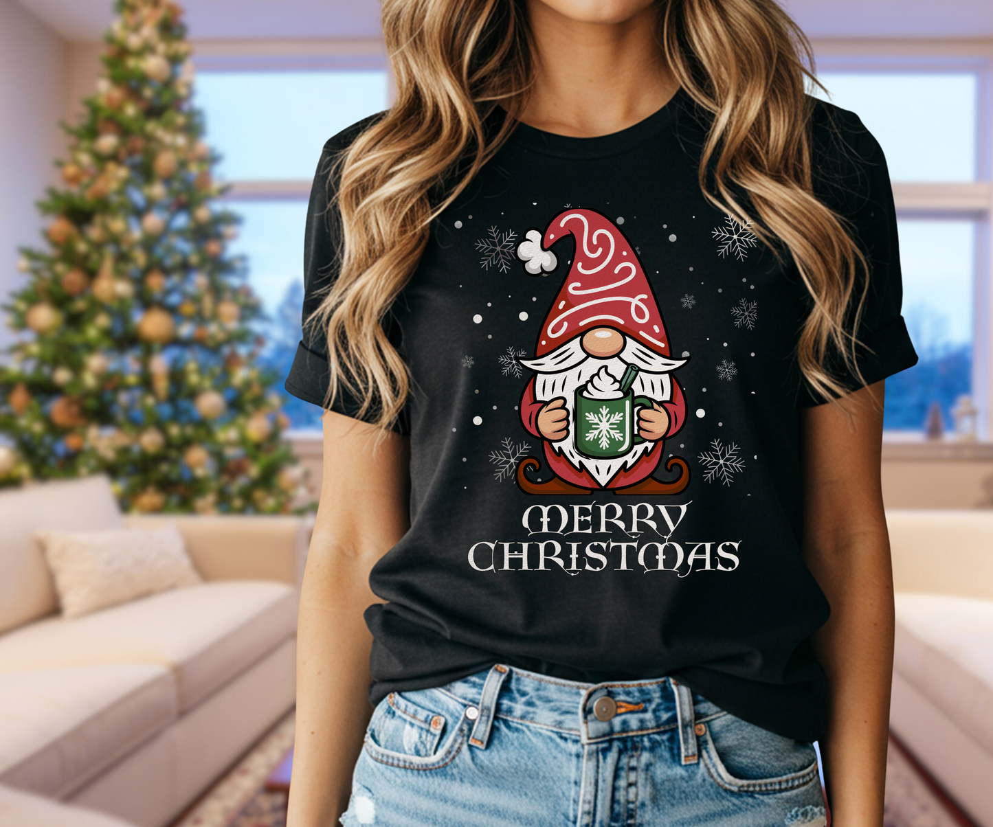 Merry Christmas Gnome Tee, Unisex Holiday T Shirt