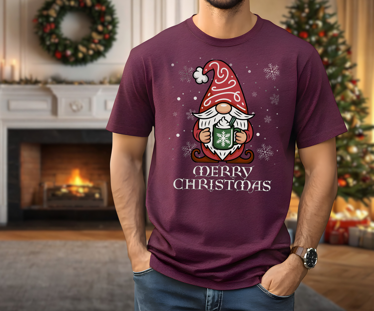 Merry Christmas Gnome Tee, Unisex Holiday T Shirt