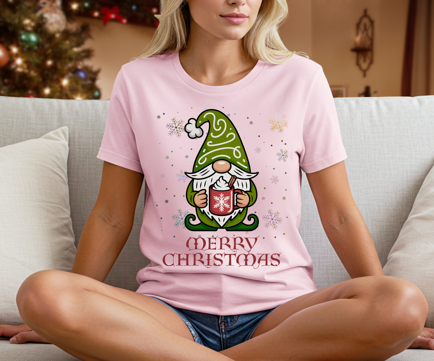 Merry Christmas Gnome Tee, Unisex Holiday T Shirt