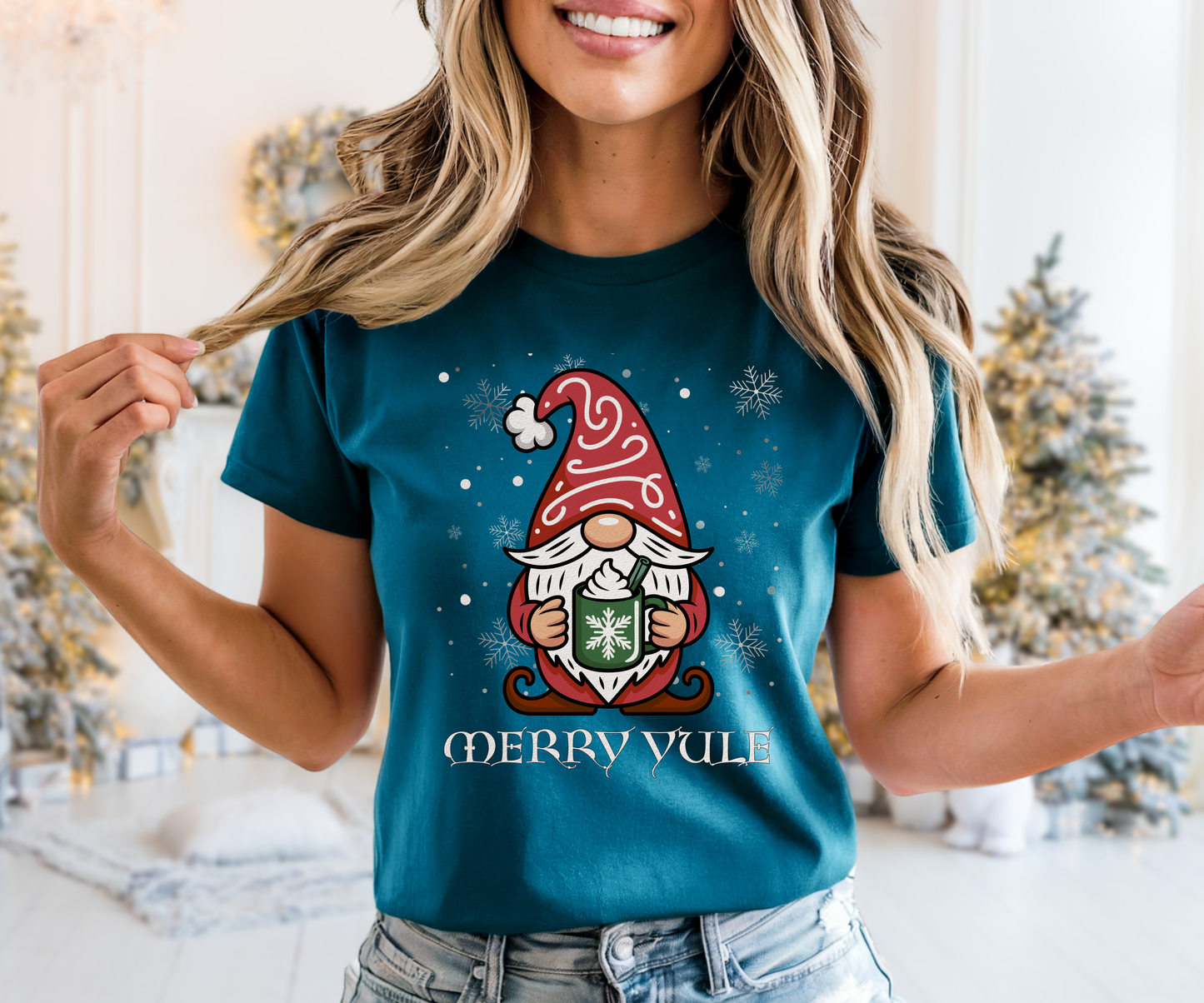 Merry Yule Gnome Tee, Scandinavian Merry Christmas Unisex T Shirt