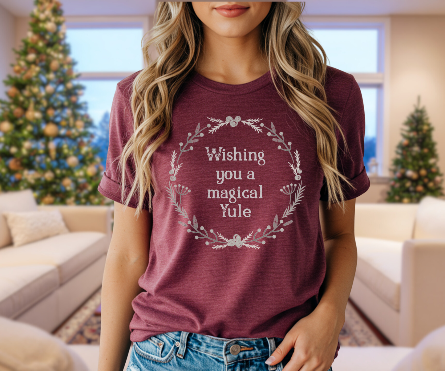 Wishing You a Magical Yule Minimalist Tee, Unisex Christmas T Shirt