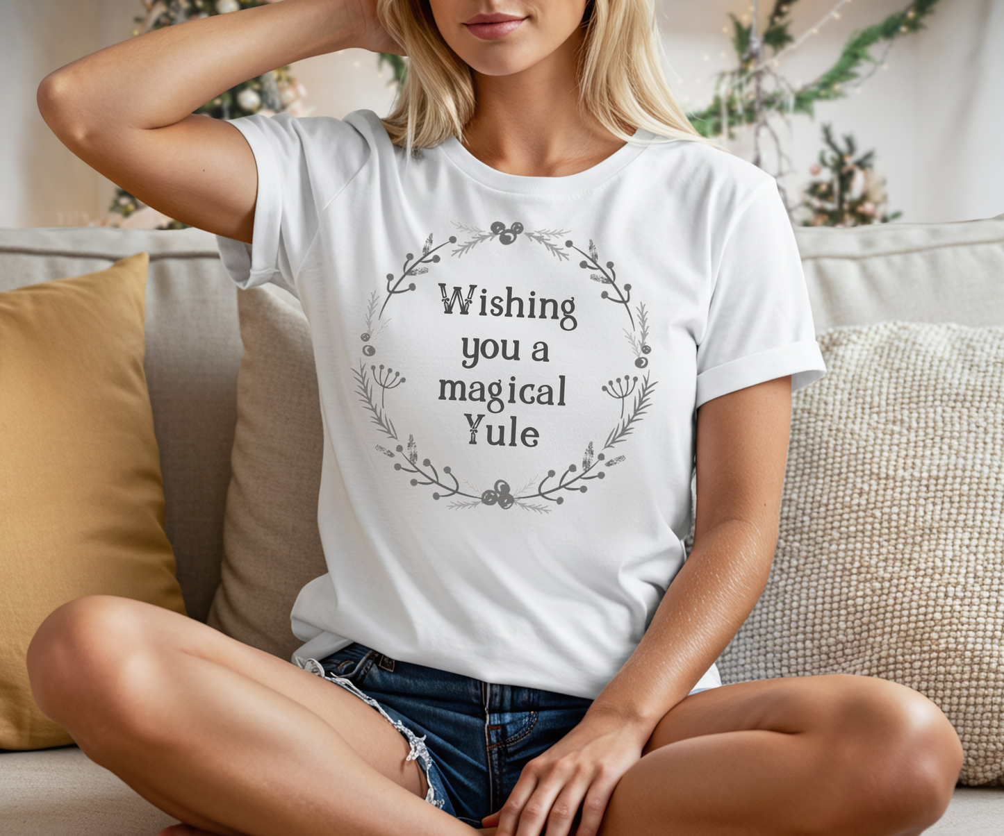 Wishing You a Magical Yule Minimalist Tee, Unisex Christmas T Shirt