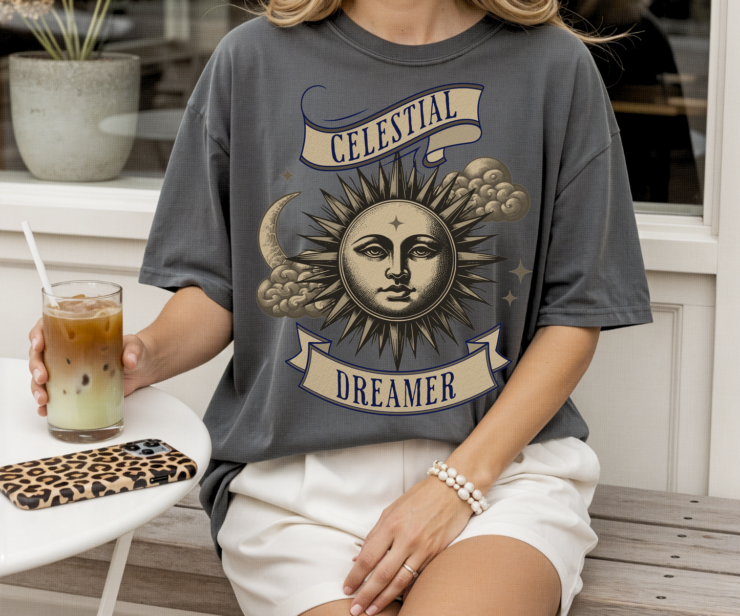 Celestial Dreamer Sun & Moon Tee, Mystical Unisex T-Shirt