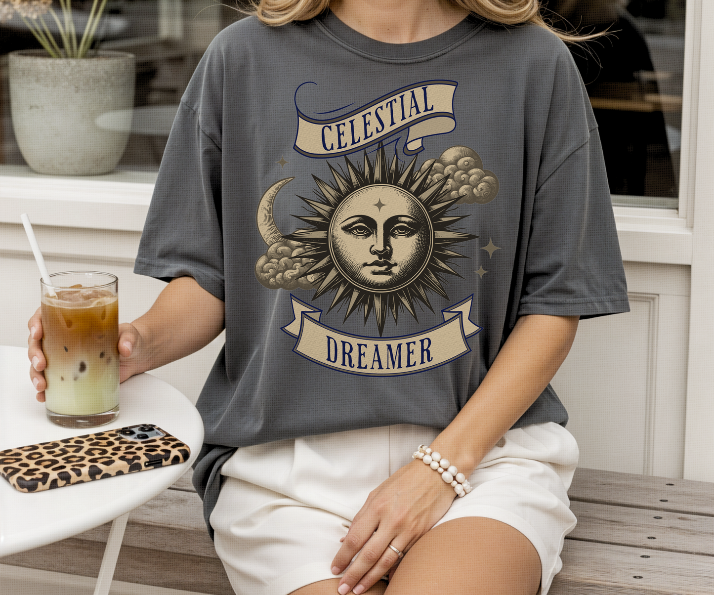 Celestial Dreamer Sun & Moon Tee, Mystical Unisex T-Shirt