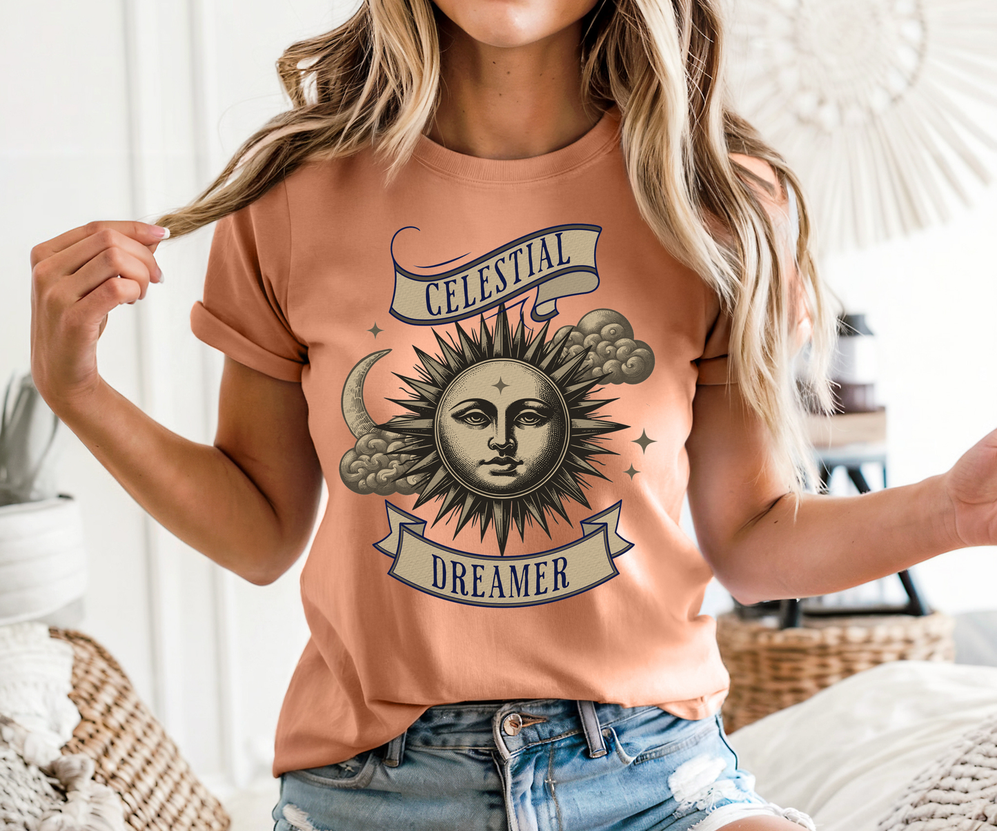 Celestial Dreamer Sun & Moon Tee, Mystical Unisex T-Shirt