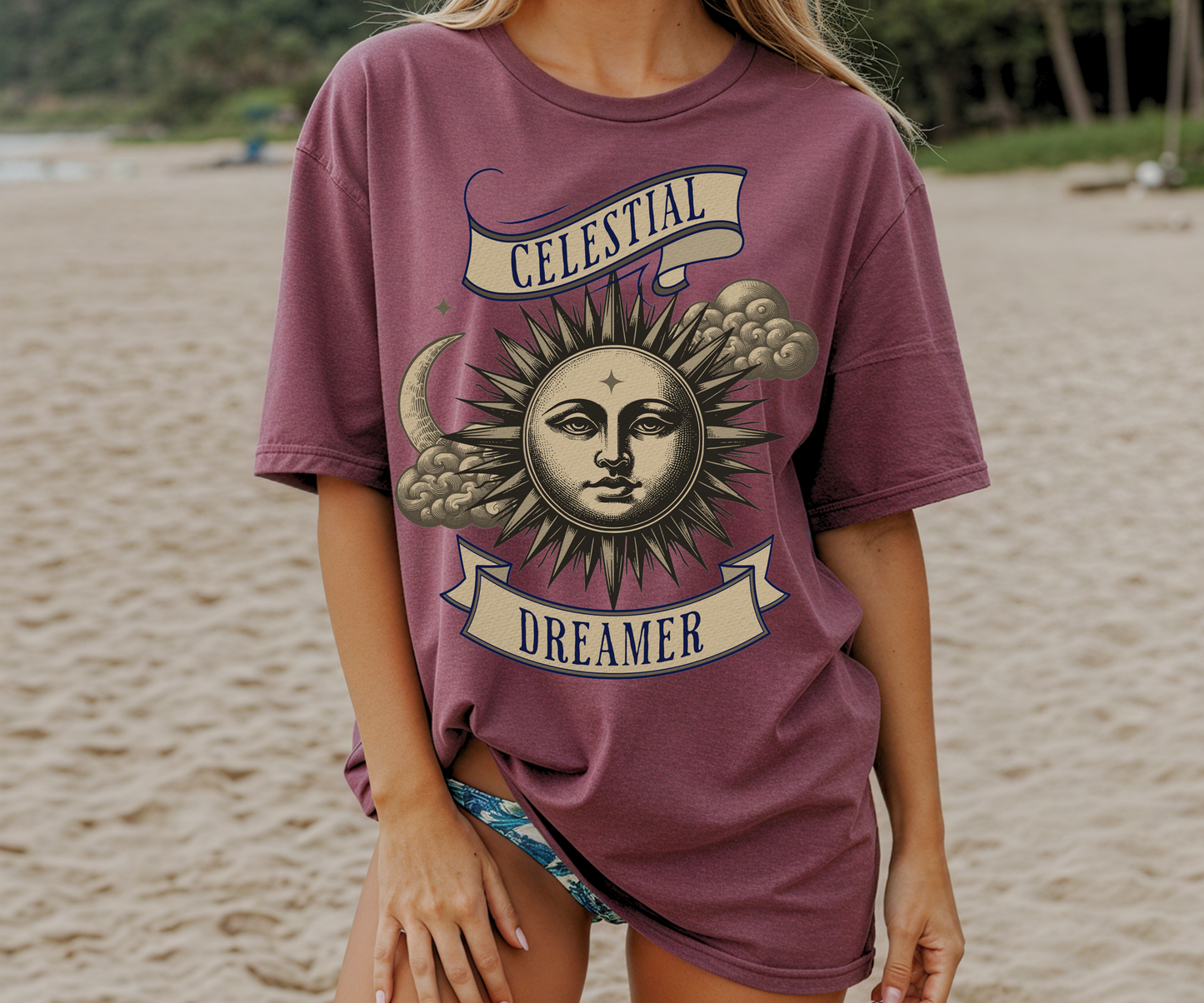 Celestial Dreamer Sun & Moon Tee, Mystical Unisex T-Shirt