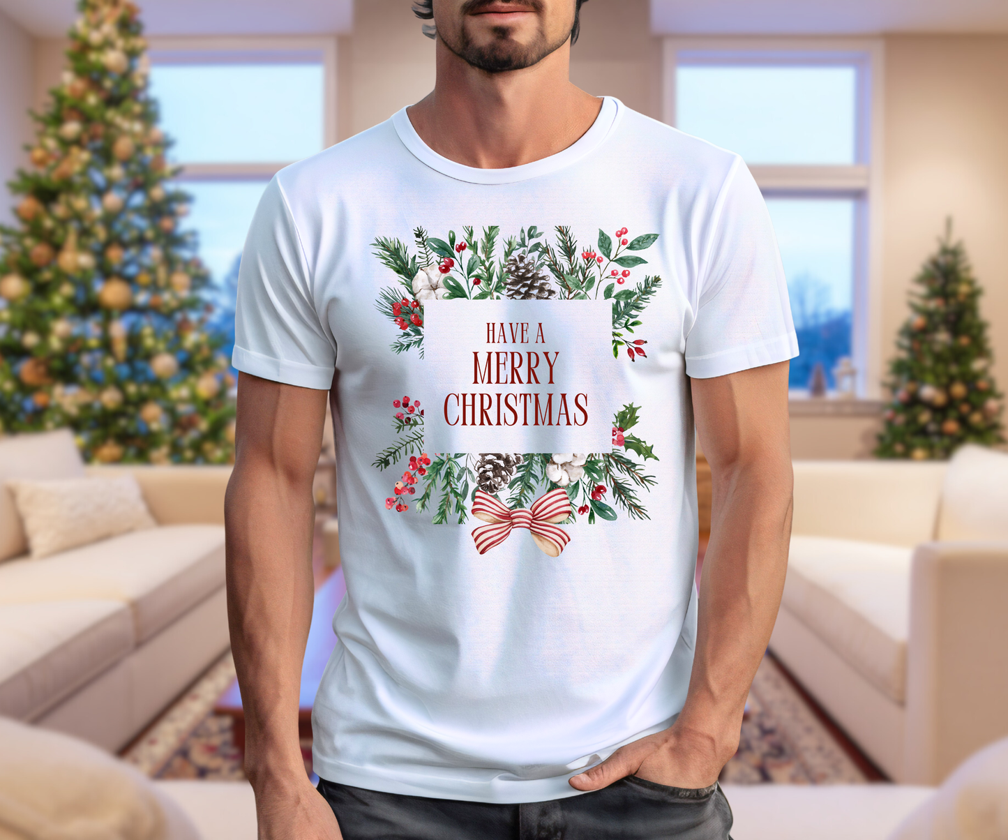 Have a Merry Christmas Tee, Unisex Christmas Holly T Shirt