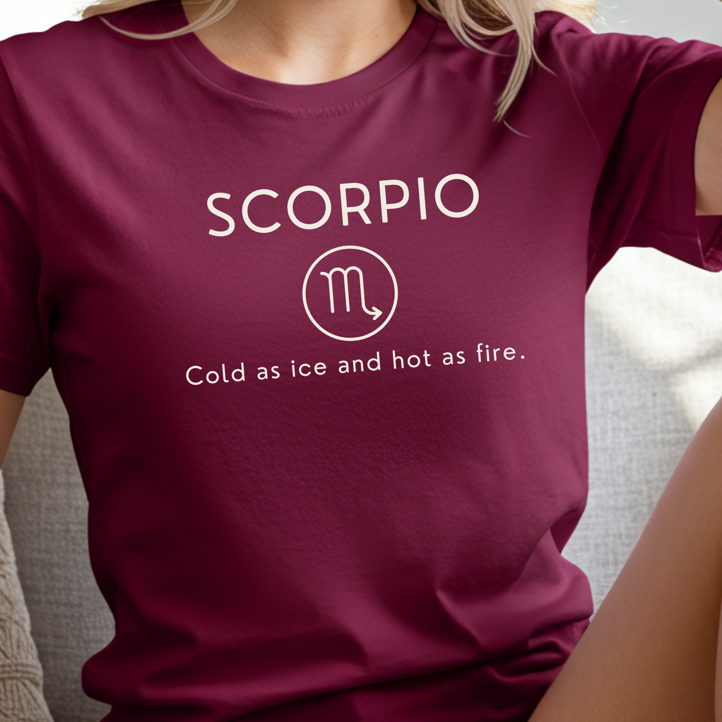 Scorpio Zodiac Sign Motto Tee: Cold as ice and hot as fire