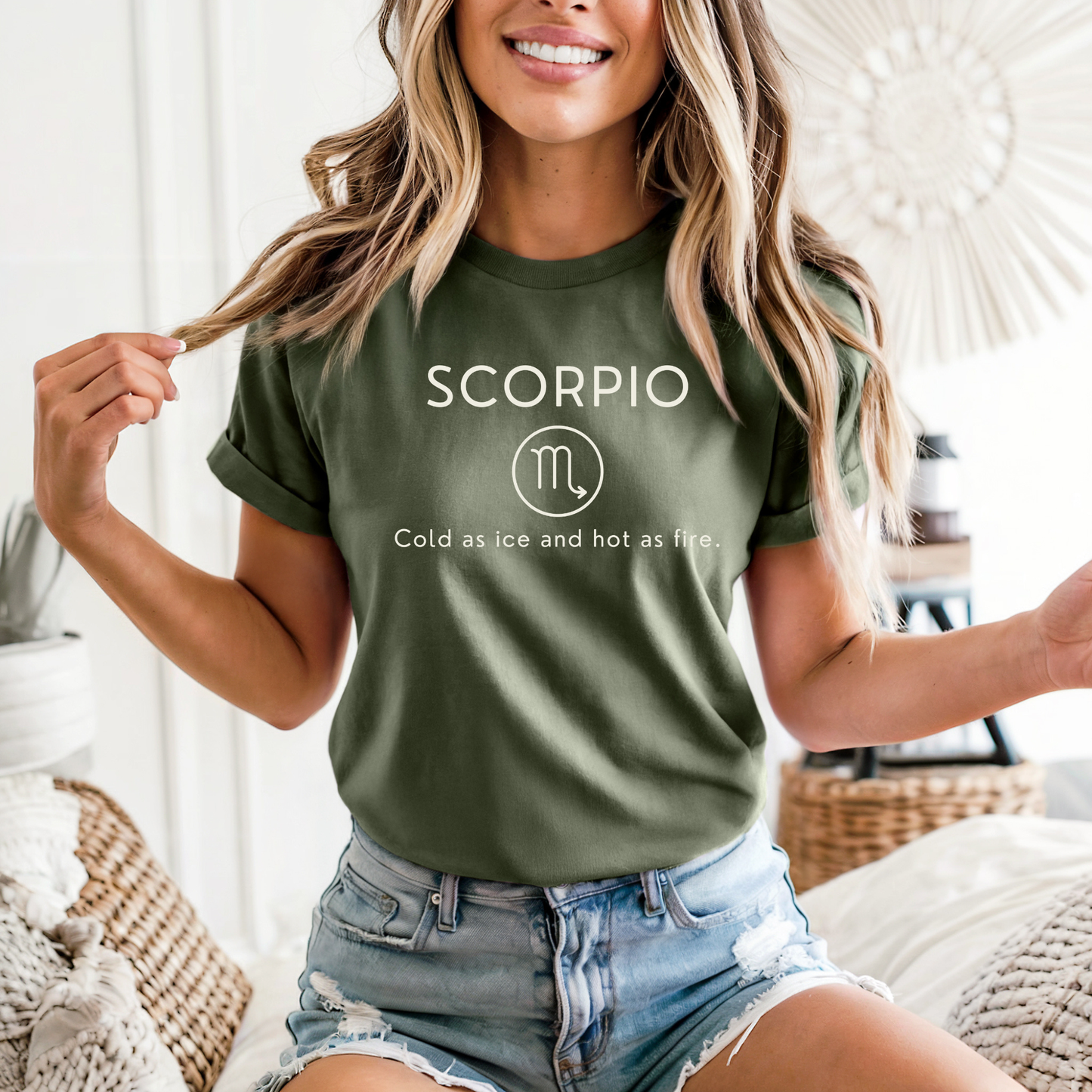 Scorpio Zodiac Sign Motto Tee: Cold as ice and hot as fire