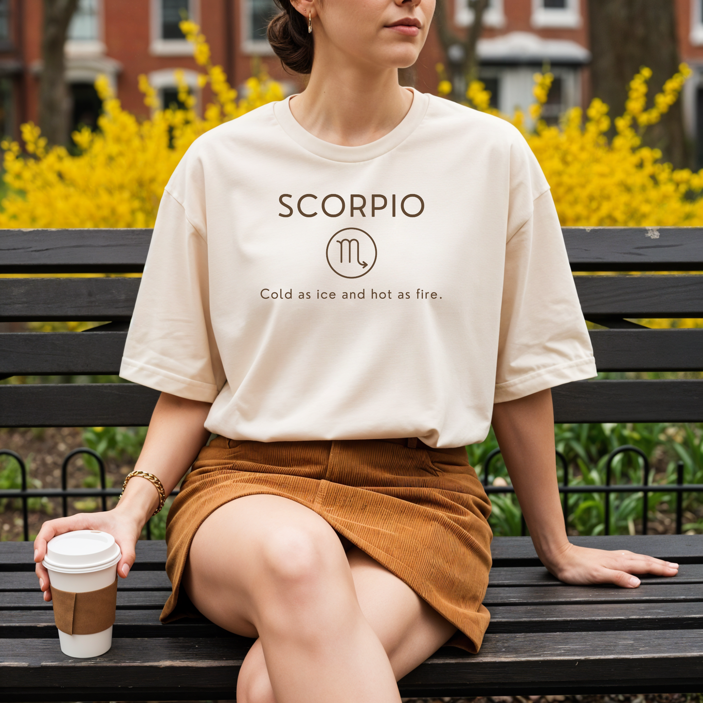 Scorpio Zodiac Sign Motto Tee: Cold as ice and hot as fire